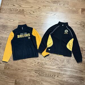 Reebok Boston Bruins NHL Hockey Fleece Zip Up Lot of 2 Size Medium Large Black
